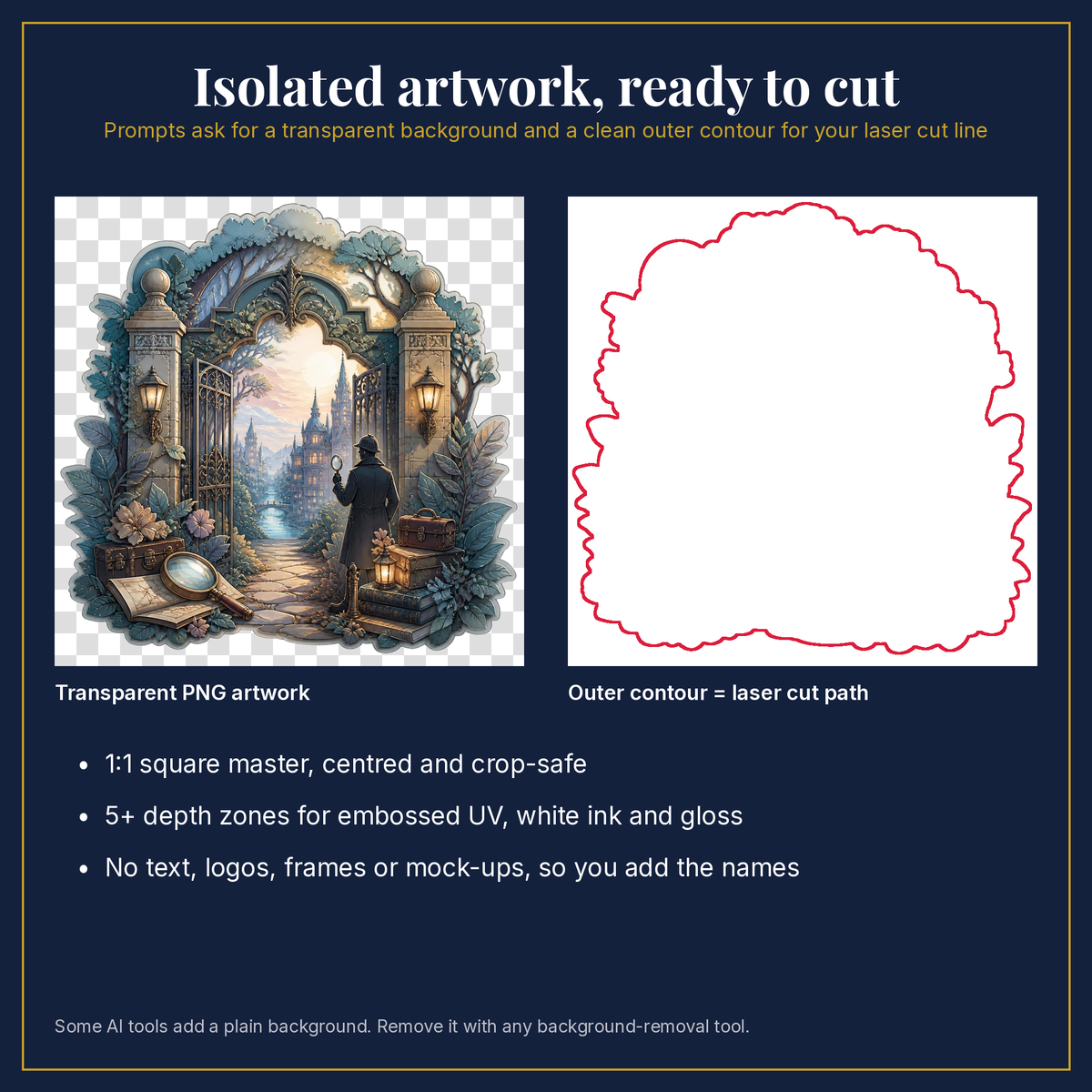 Transparent artwork and laser cut outline example