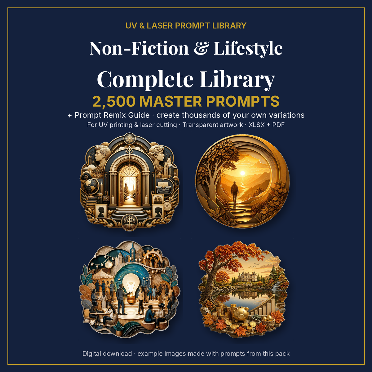 Cover: Non-Fiction & Lifestyle Complete Library, 2,500 master prompts + Prompt Remix Guide