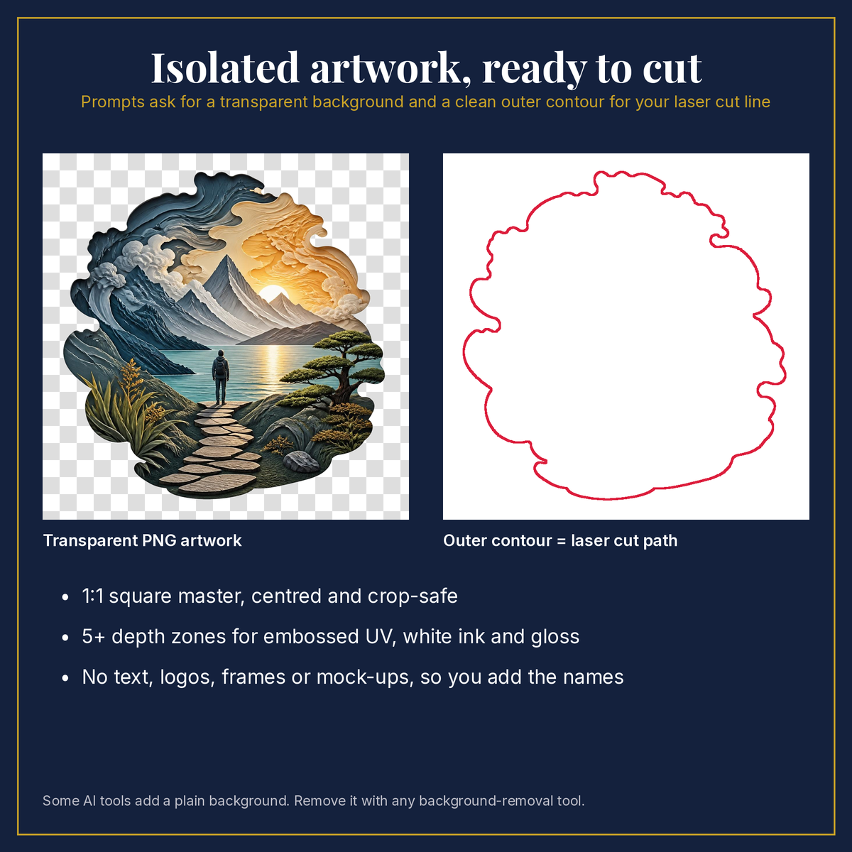 Transparent artwork and laser cut outline example