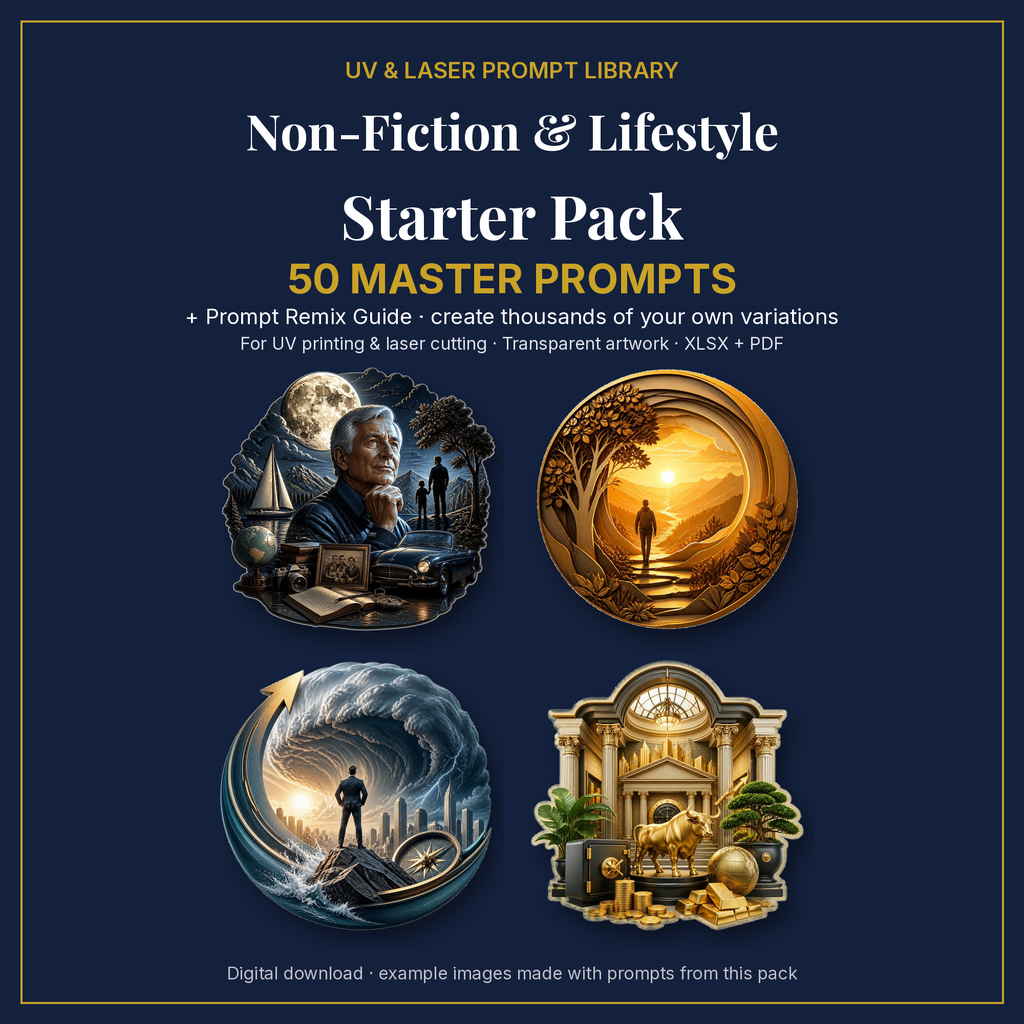 Cover: Non-Fiction & Lifestyle Starter Pack, 50 master prompts + Prompt Remix Guide