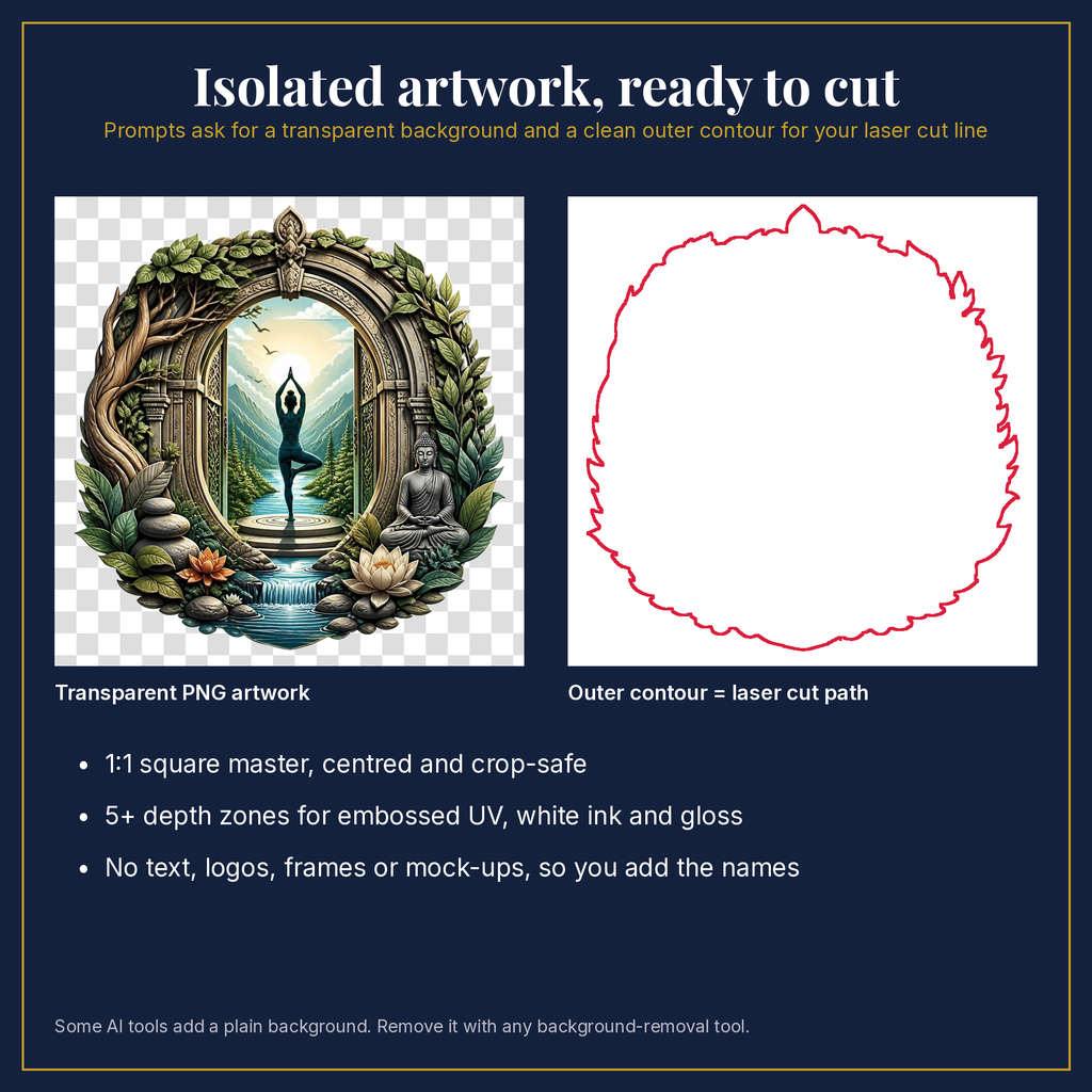 Transparent artwork and laser cut outline example