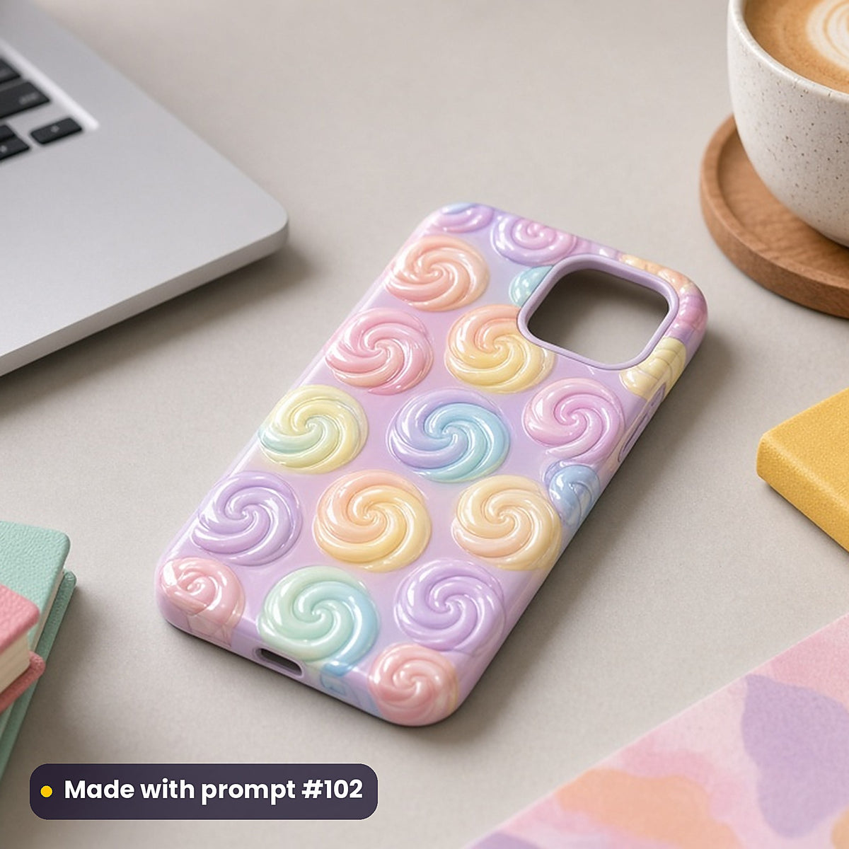 Swirl Lollipops – Pastel Rainbow phone case made with prompt #102