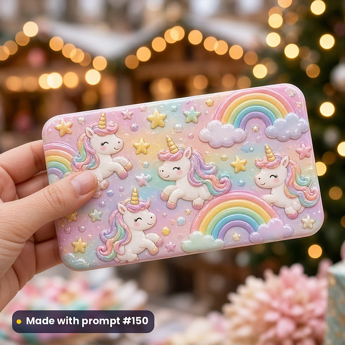 Kawaii Unicorns and Rainbows – Pastel Rainbow phone case made with prompt #150