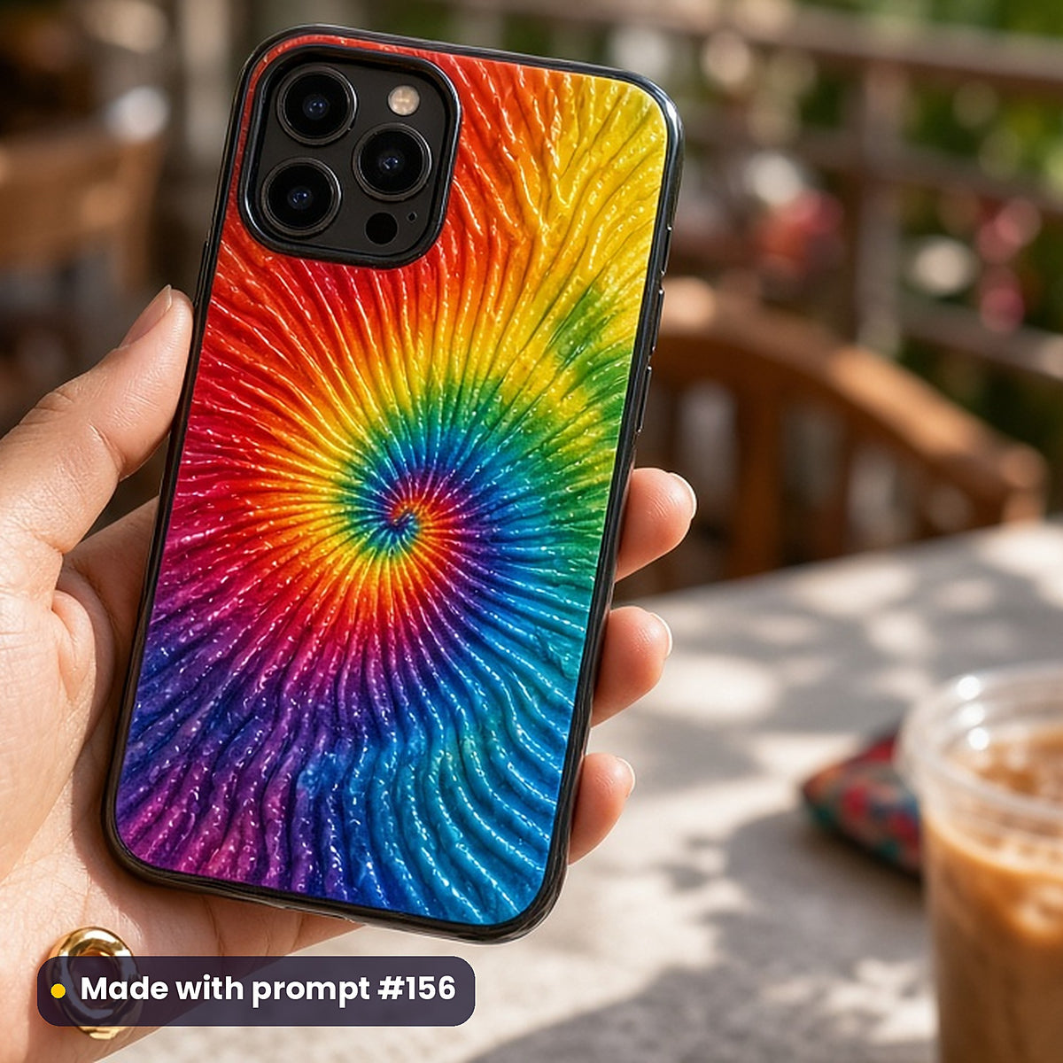 Tie-Dye Spiral Burst – Full Spectrum phone case made with prompt #156