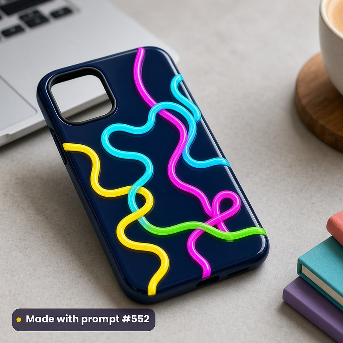 Neon Tube Squiggles – Arcade phone case made with prompt #552