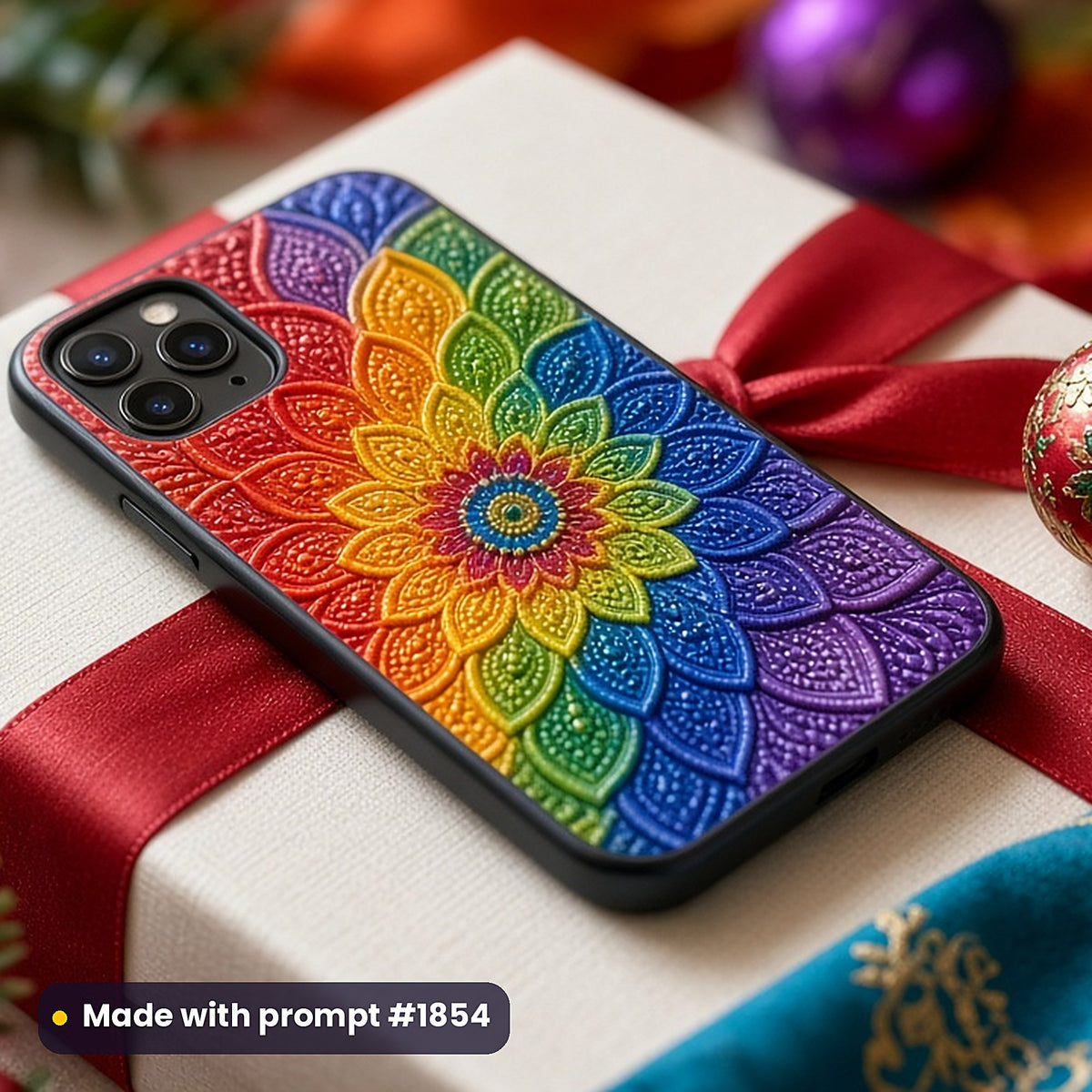 Rangoli Floral Rings – Chakra phone case made with prompt #1854