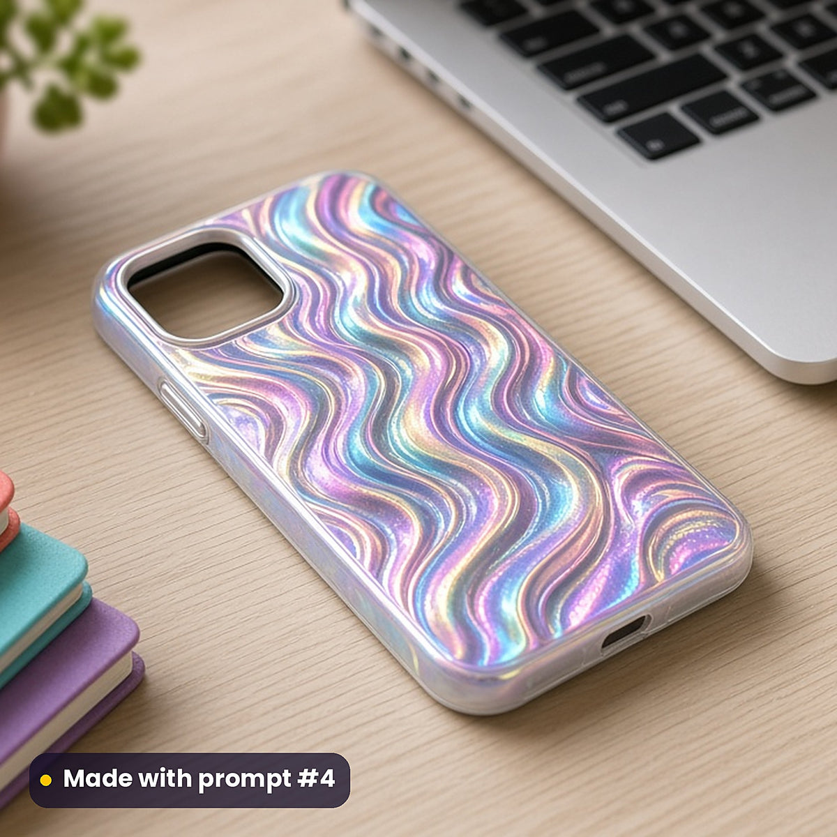 Holographic Foil Shimmer Waves – Classic Holo phone case made with prompt #4