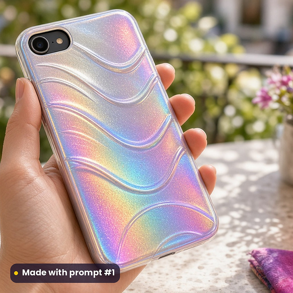 Holographic Foil Shimmer Waves – Classic Holo phone case made with prompt #1