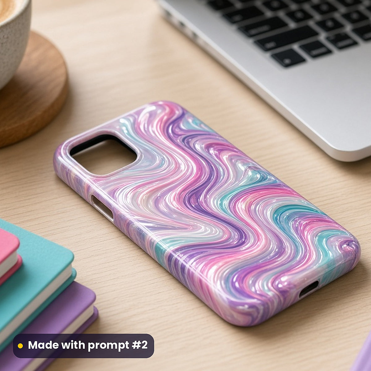 Iridescent Oil-Slick Swirls – Unicorn phone case made with prompt #2