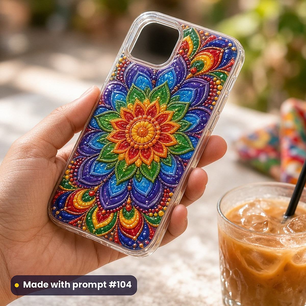 Rangoli Floral Rings – Chakra phone case made with prompt #104