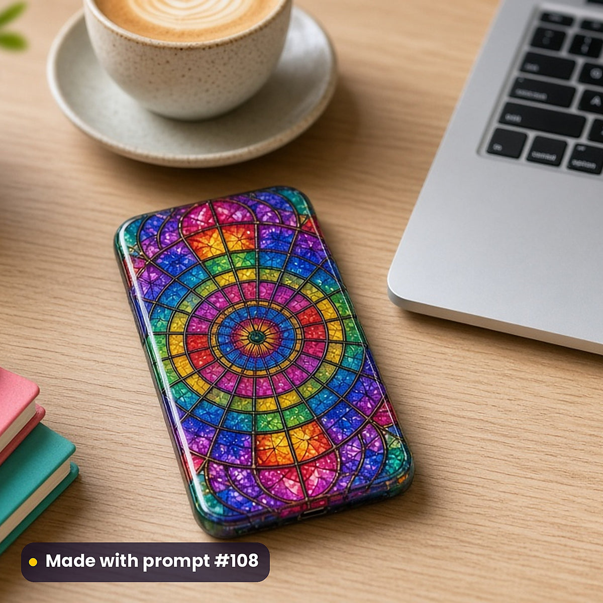 Stained-Glass Kaleidoscope Rings – Chakra phone case made with prompt #108