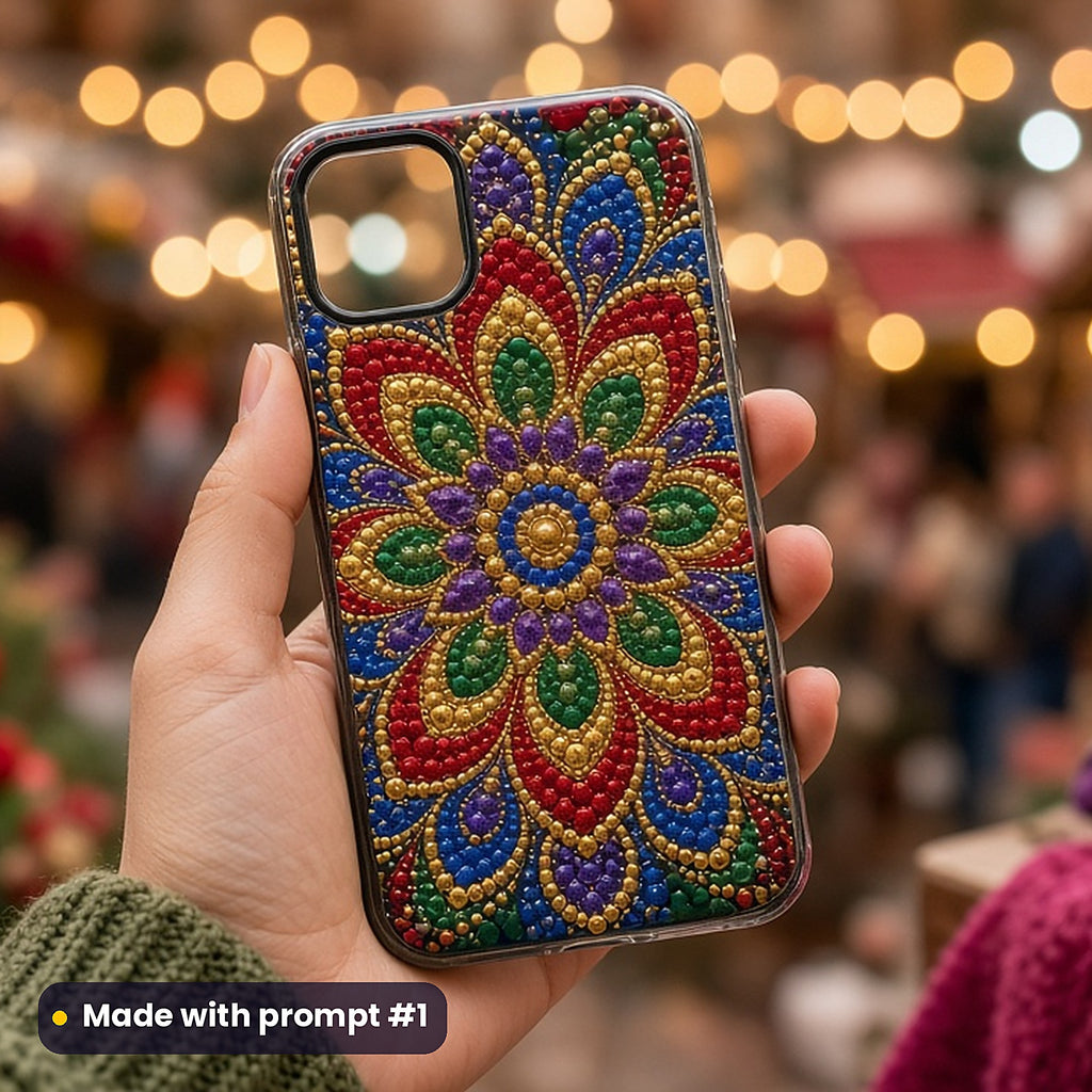 Dot-Painted Mandala – Jewel Tones phone case made with prompt #1