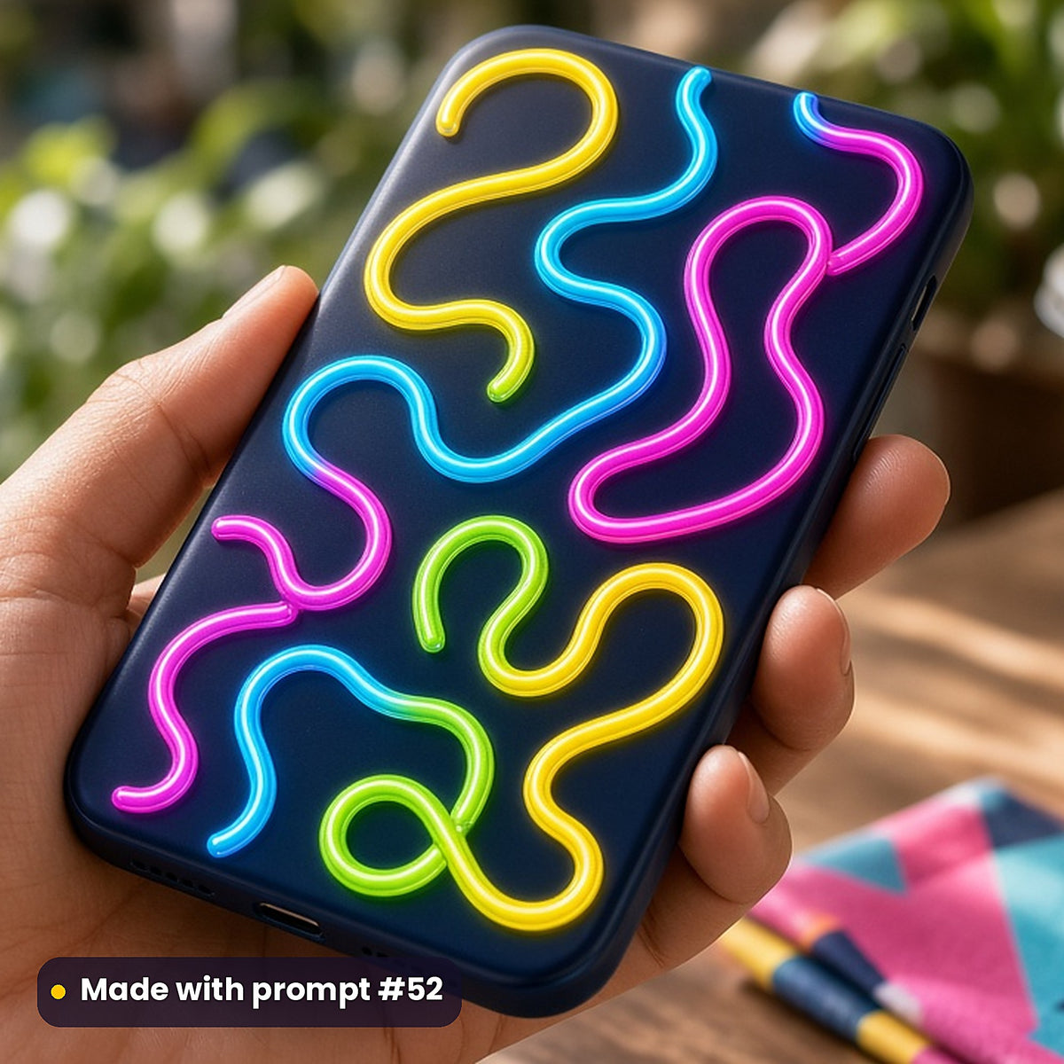 Neon Tube Squiggles – Arcade phone case made with prompt #52