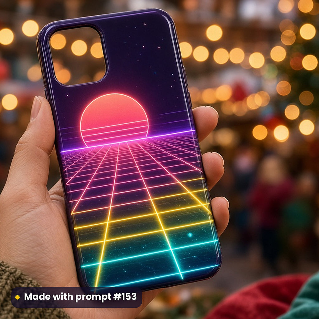 Retro Synthwave Grid Horizon – Sunset Strip phone case made with prompt #153