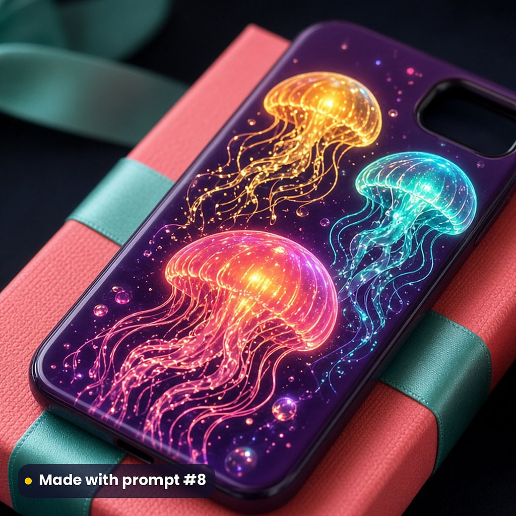 Glowing Bioluminescent Jellyfish – Sunset Strip phone case made with prompt #8