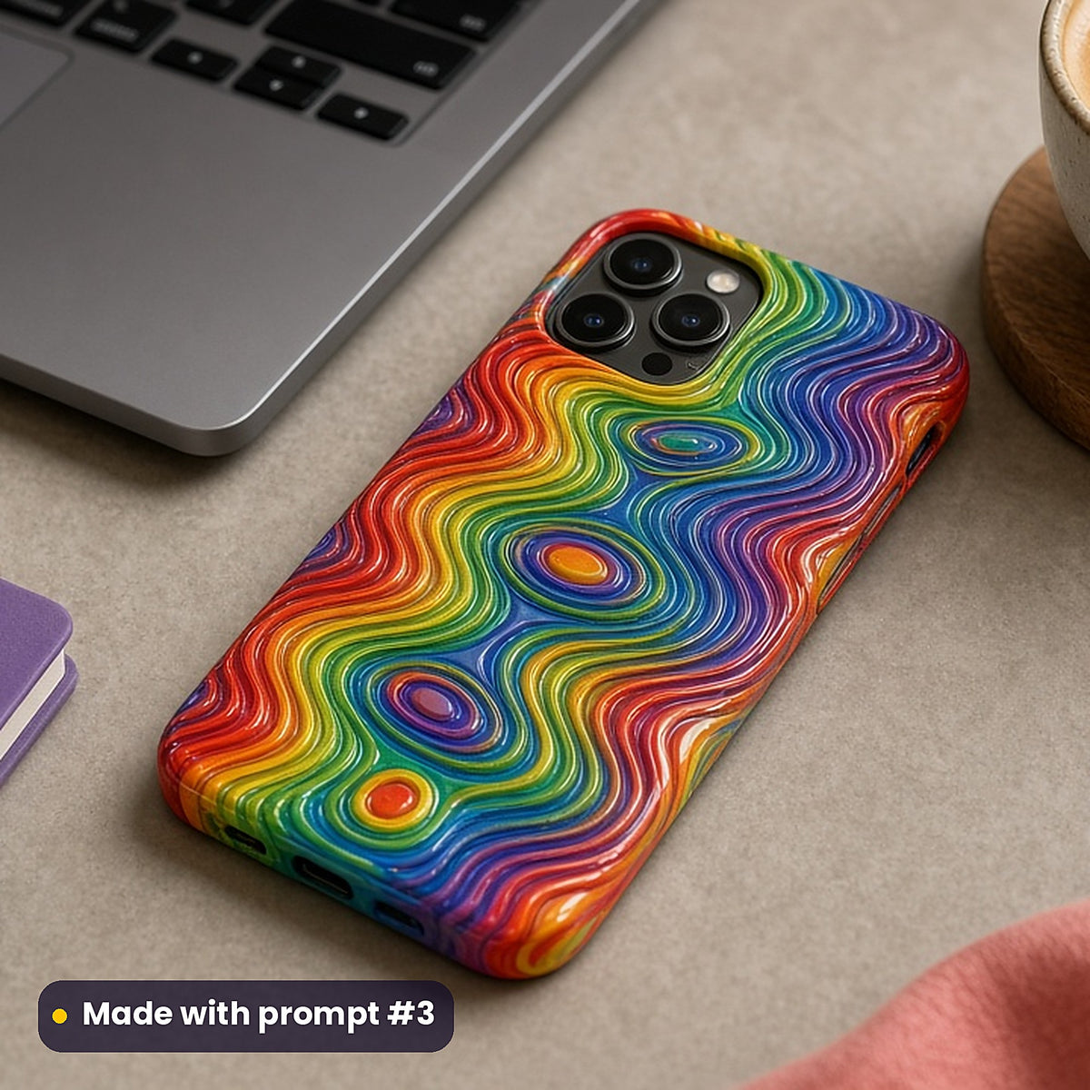 Liquid Op-Art Ripple Stripes – Full Spectrum phone case made with prompt #3