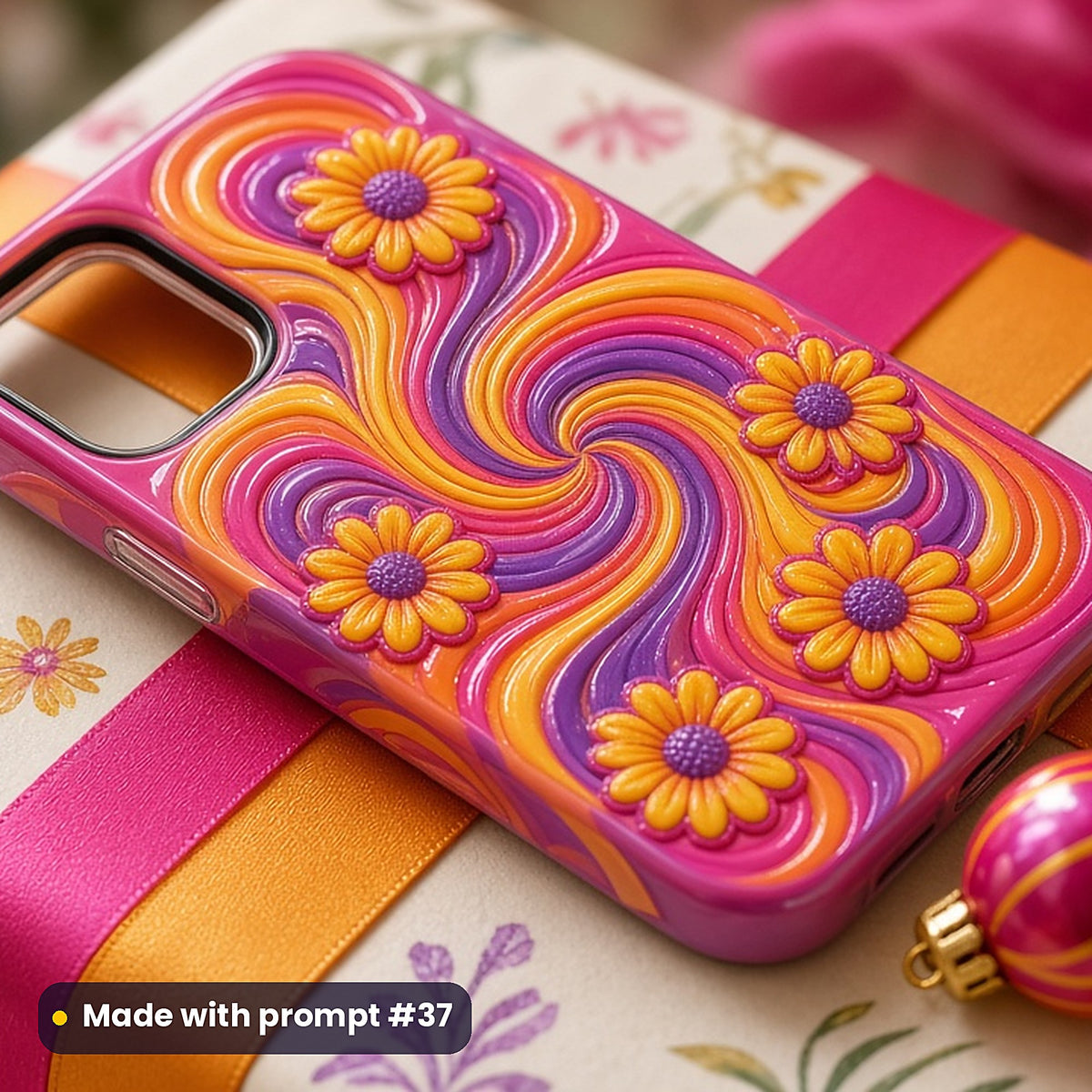Rainbow Vortex Flowers – Sunset Riot phone case made with prompt #37
