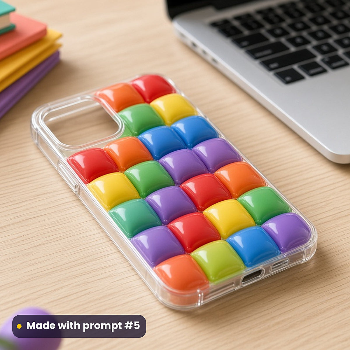 Inflated Balloon Pillow Tiles – Rainbow Classic phone case made with prompt #5