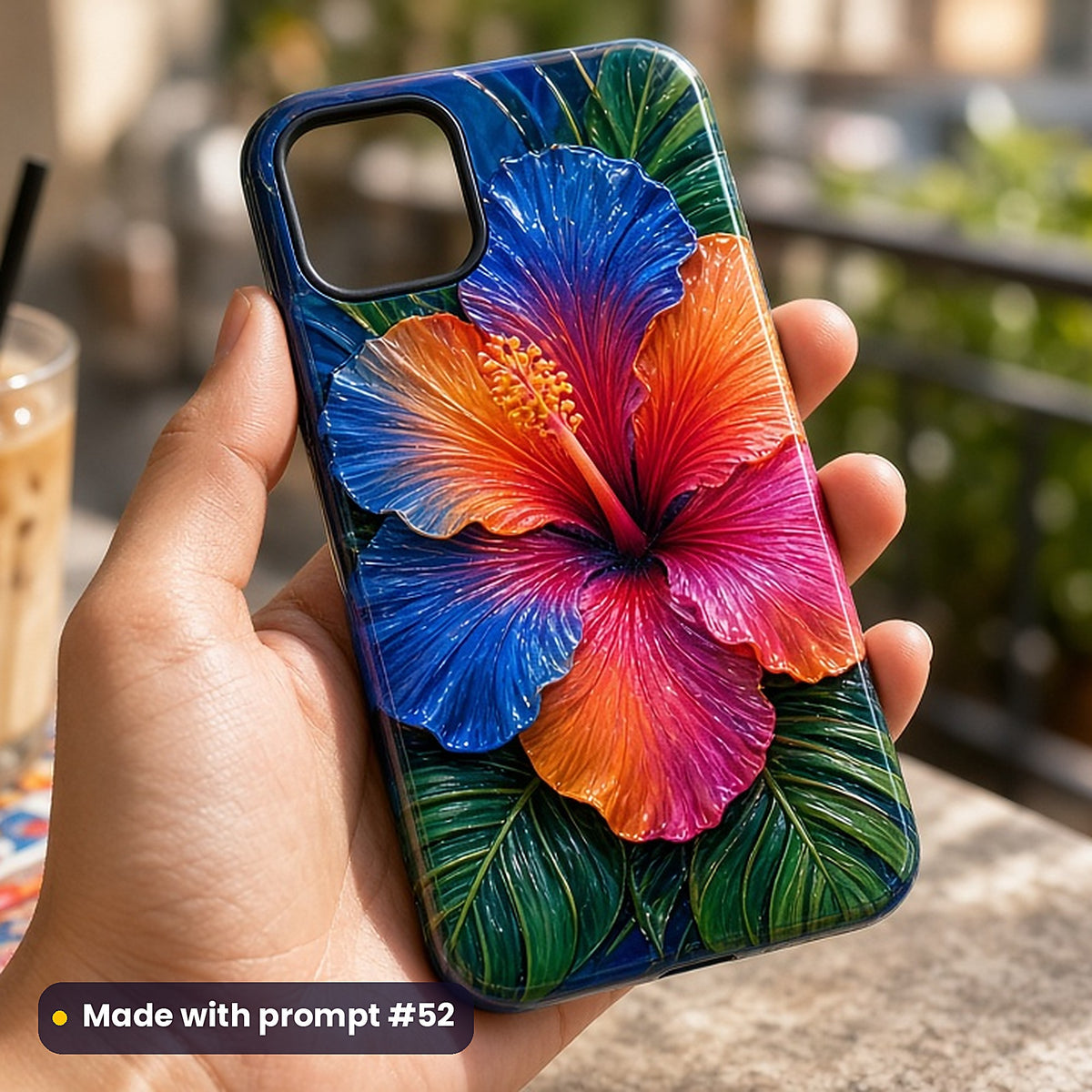 Hibiscus Flower Burst – Bold Botanical phone case made with prompt #52
