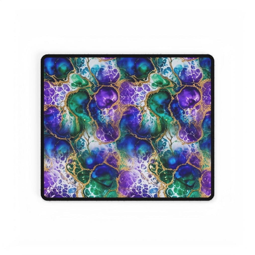 Peacock Acrylic Pour Cells Desk Mat – 14.4 × 12.1