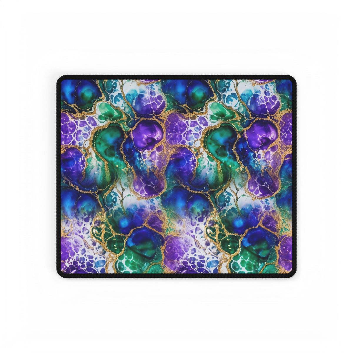 Peacock Acrylic Pour Cells Desk Mat – 14.4 × 12.1