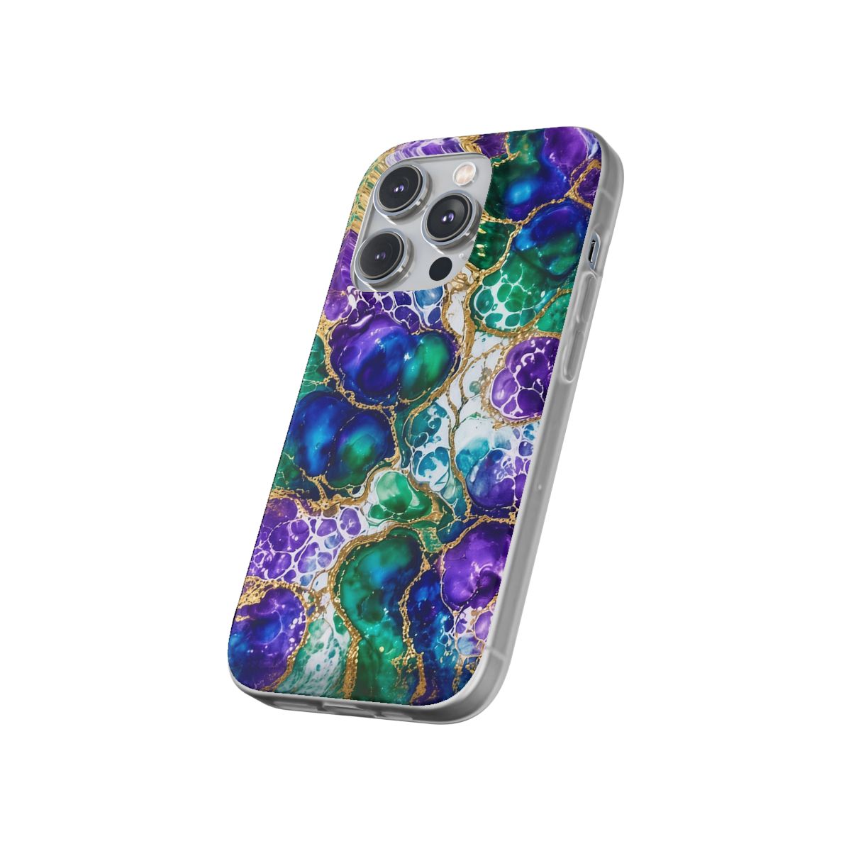 Peacock Acrylic Pour Cells Flexi Phone Case – iPhone 14 Pro