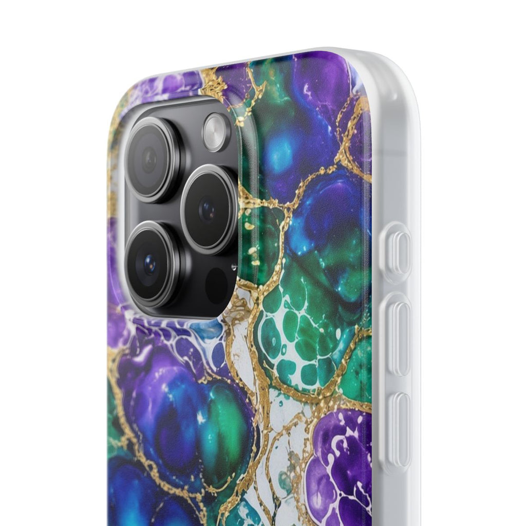 Peacock Acrylic Pour Cells Flexi Phone Case – iPhone 15 Pro