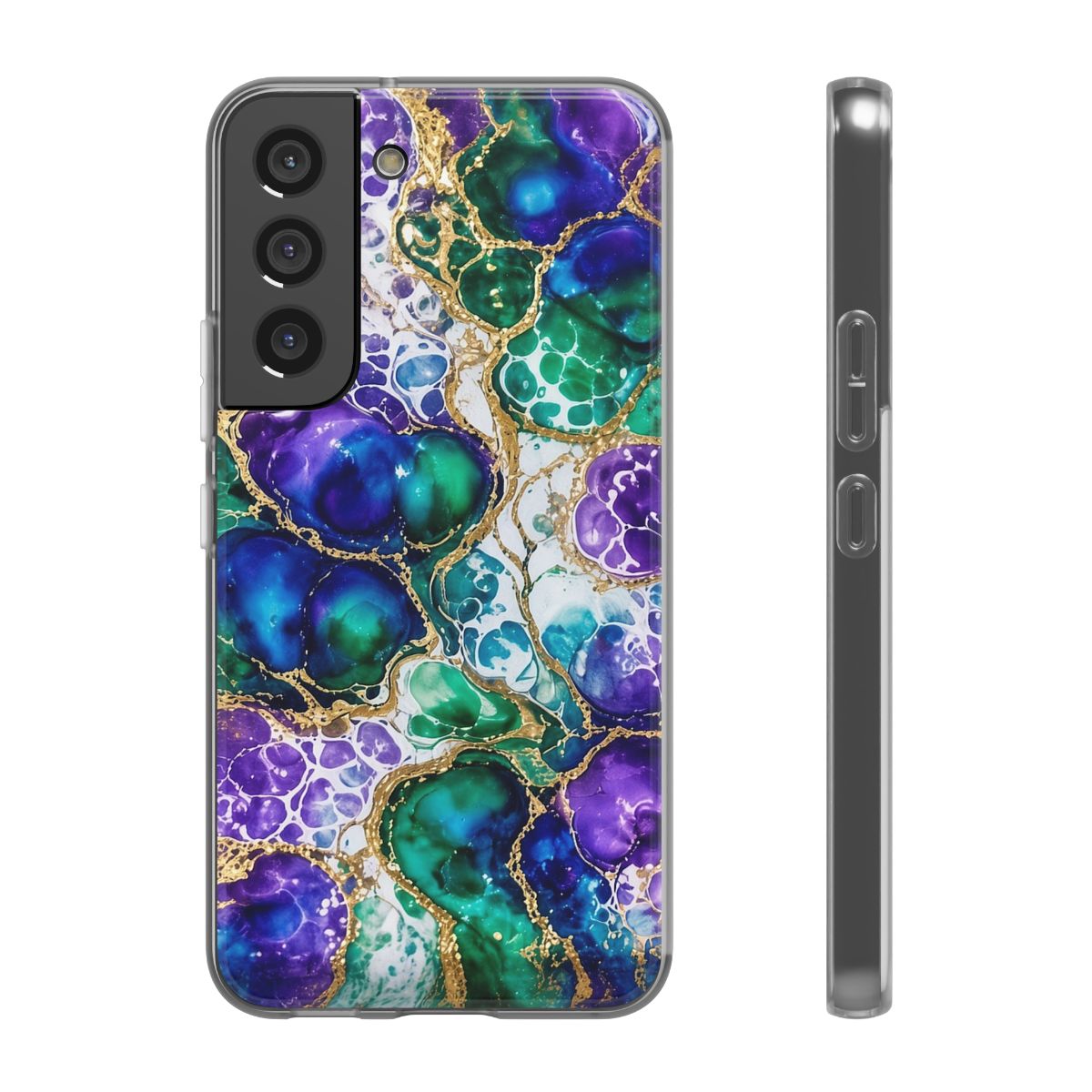 Peacock Acrylic Pour Cells Flexi Phone Case – Samsung Galaxy S22