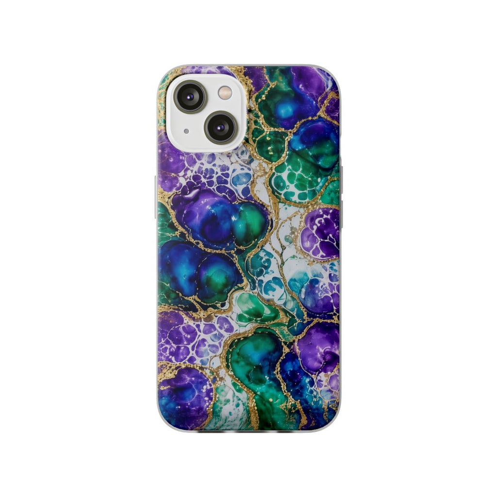 Peacock Acrylic Pour Cells Flexi Phone Case – iPhone 14