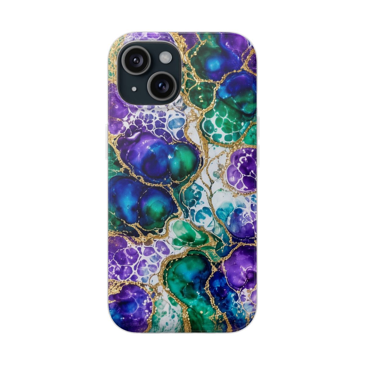 Peacock Acrylic Pour Cells Flexi Phone Case – iPhone 15