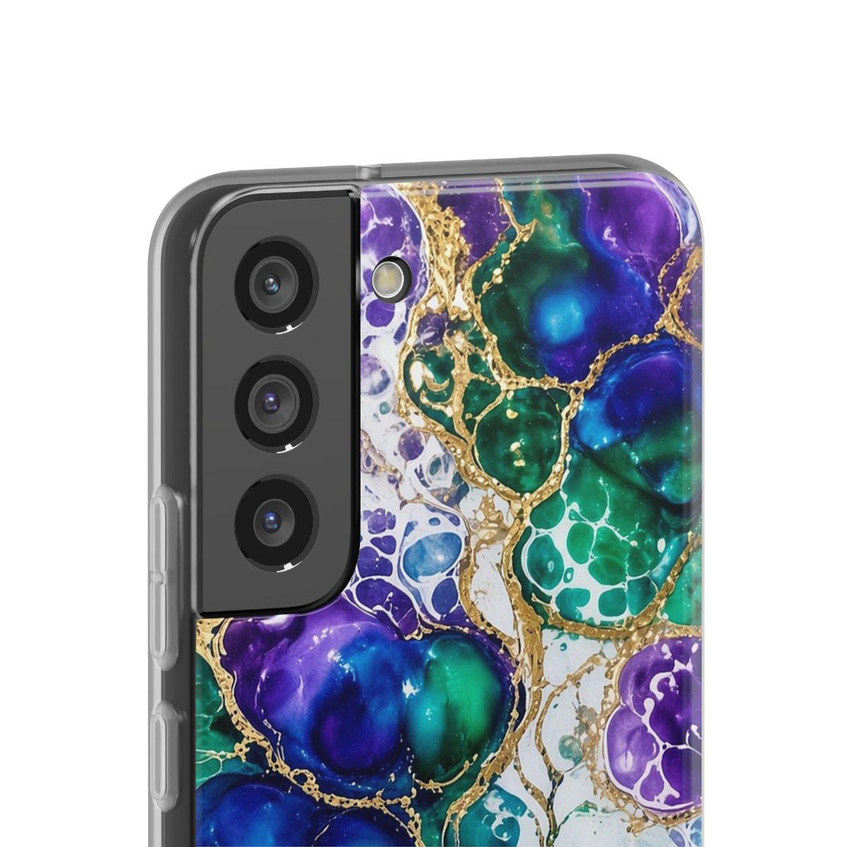 Peacock Acrylic Pour Cells Flexi Phone Case – Samsung Galaxy S22
