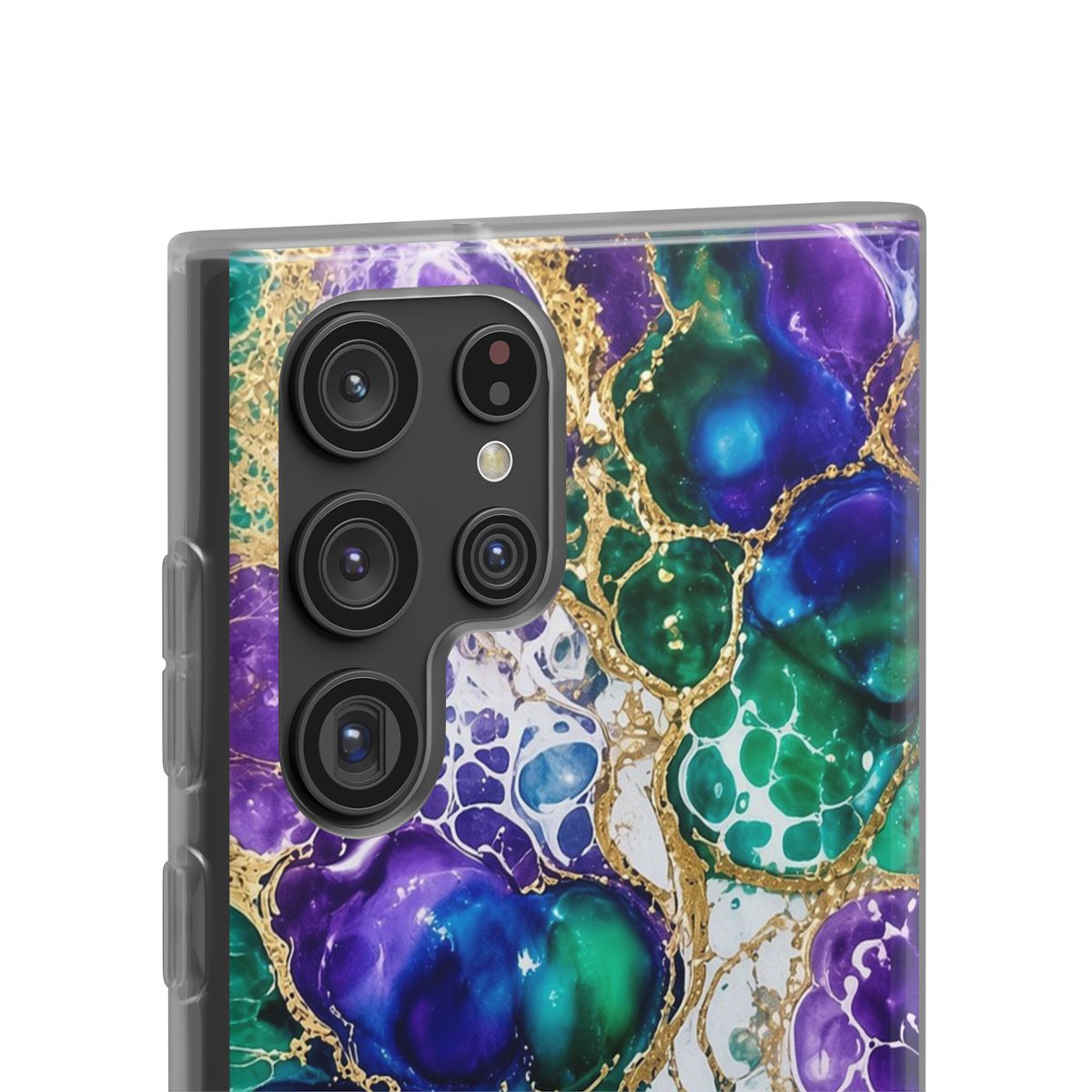 Peacock Acrylic Pour Cells Flexi Phone Case – Samsung Galaxy S22 Ultra