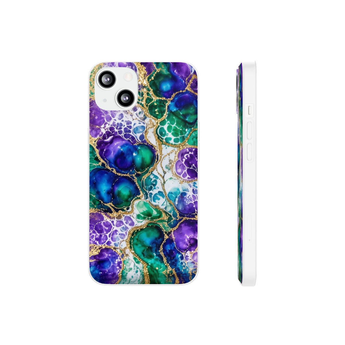 Peacock Acrylic Pour Cells Flexi Phone Case – iPhone 13