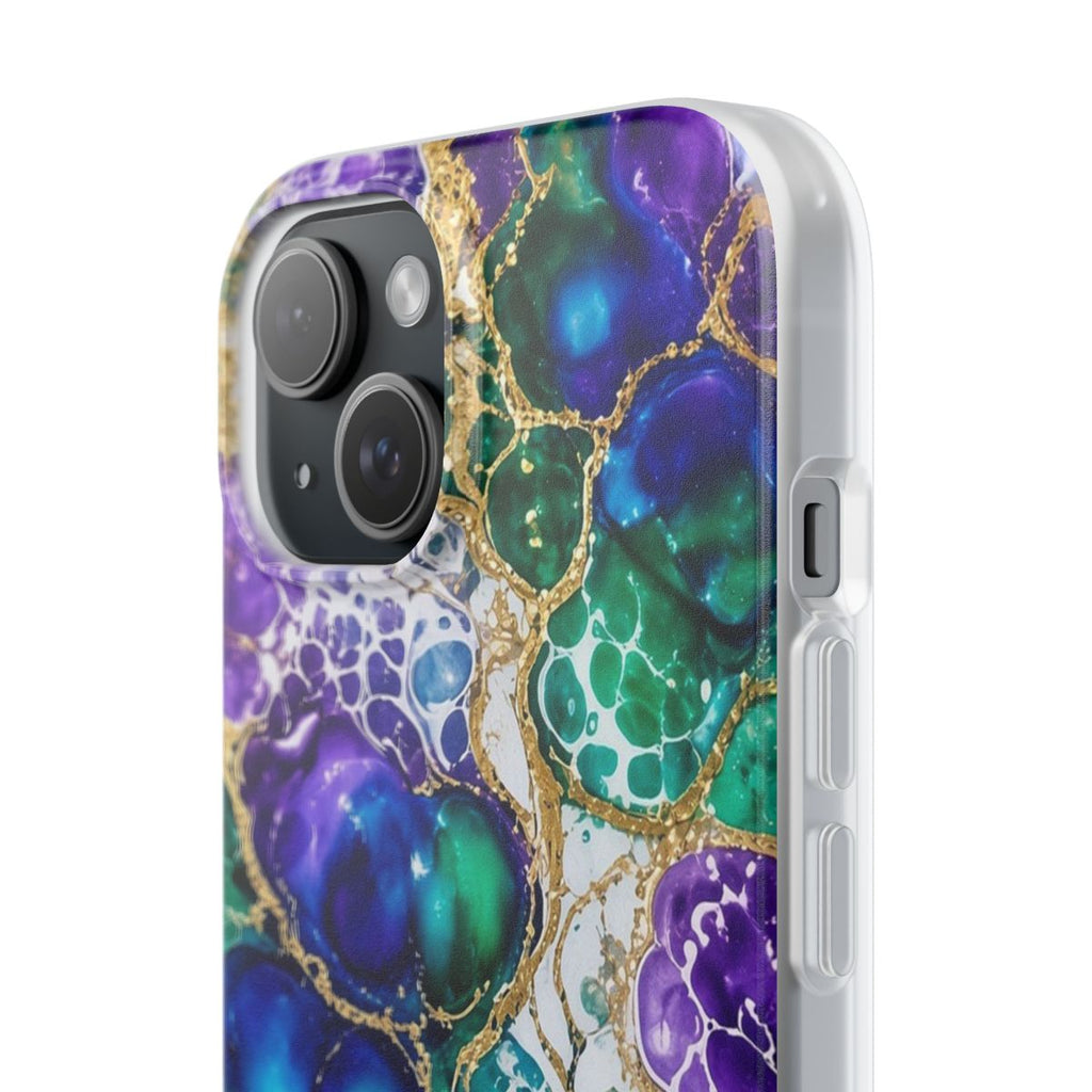 Peacock Acrylic Pour Cells Flexi Phone Case – iPhone 15