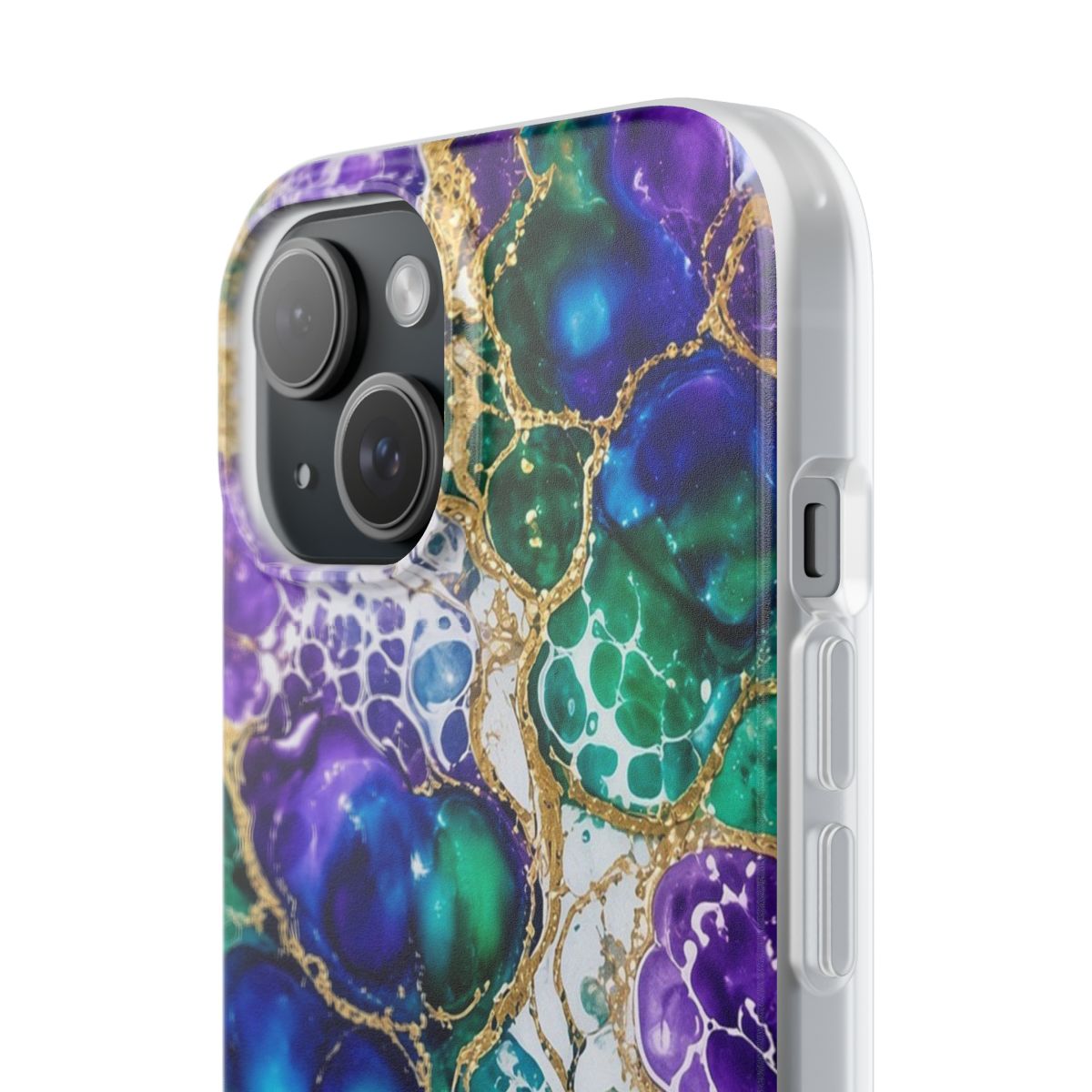 Peacock Acrylic Pour Cells Flexi Phone Case – iPhone 15