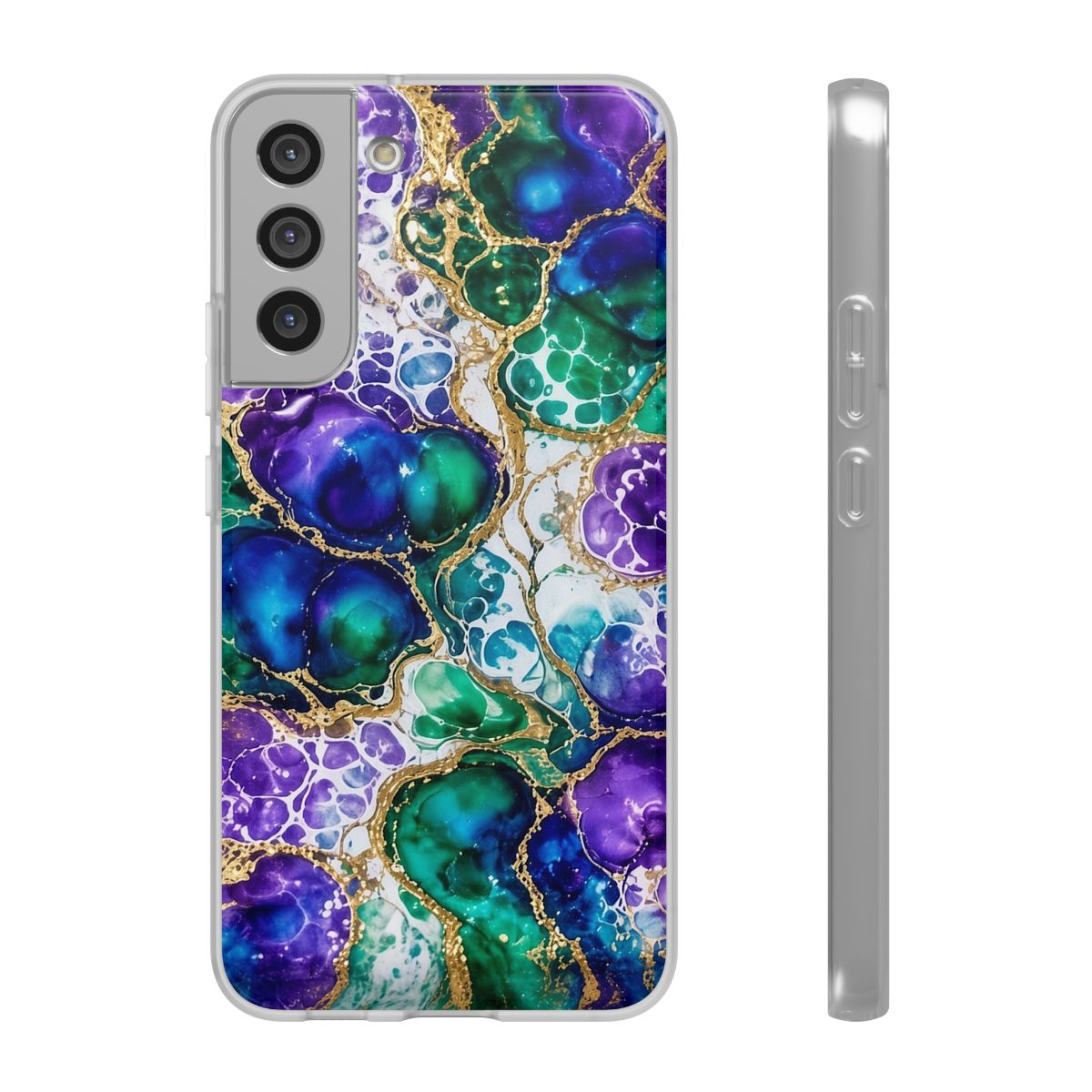 Peacock Acrylic Pour Cells Flexi Phone Case – Samsung Galaxy S22 Plus