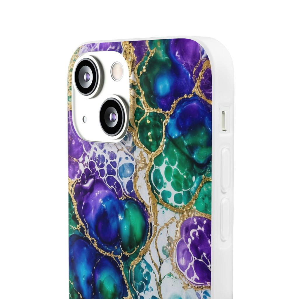 Peacock Acrylic Pour Cells Flexi Phone Case – iPhone 13 Mini