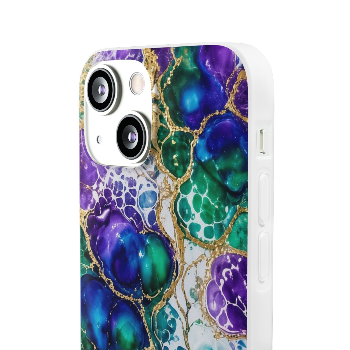 Peacock Acrylic Pour Cells Flexi Phone Case – iPhone 13 Mini