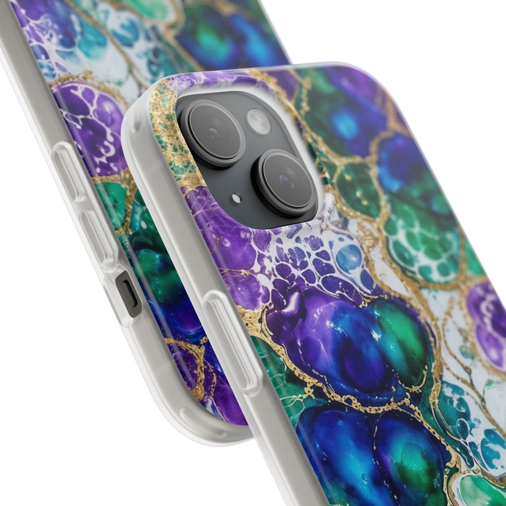 Peacock Acrylic Pour Cells Flexi Phone Case – iPhone 15