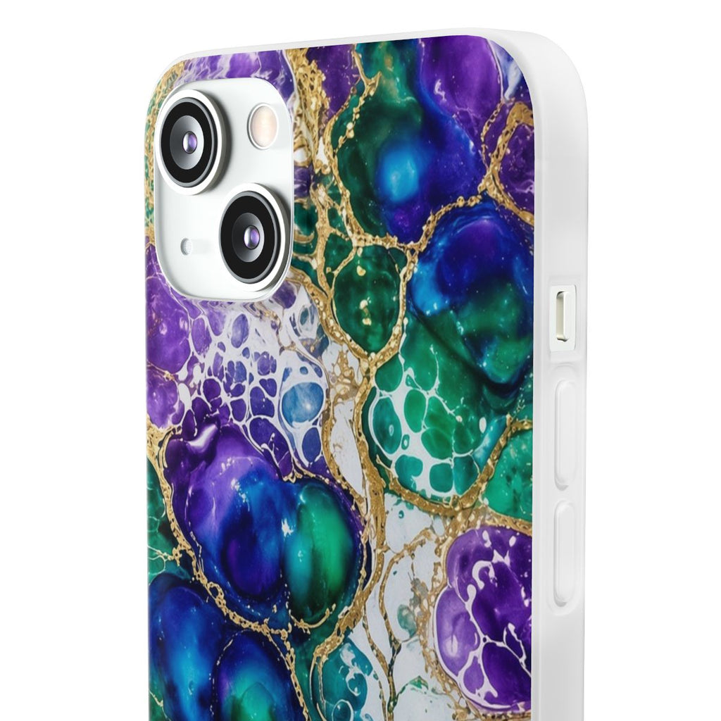 Peacock Acrylic Pour Cells Flexi Phone Case – iPhone 13