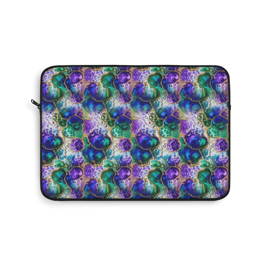 Peacock Acrylic Pour Cells Laptop Sleeve – 13