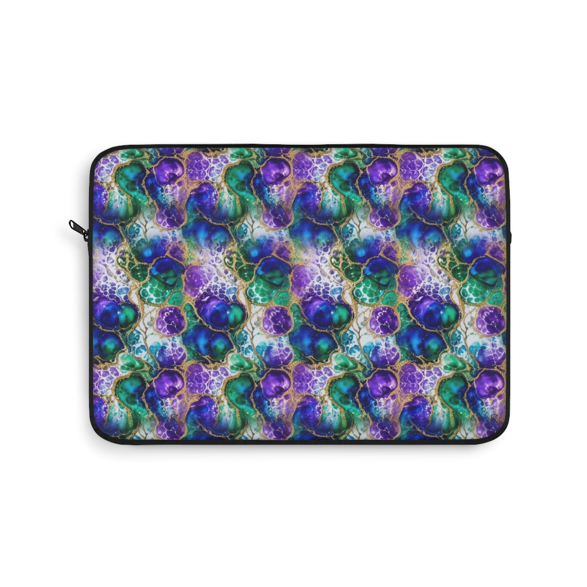 Peacock Acrylic Pour Cells Laptop Sleeve – 13