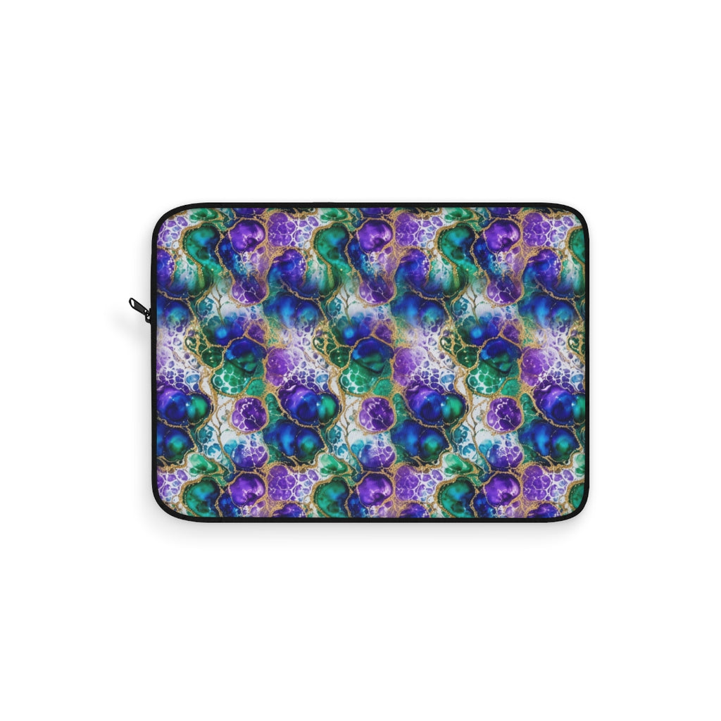Peacock Acrylic Pour Cells Laptop Sleeve – 12