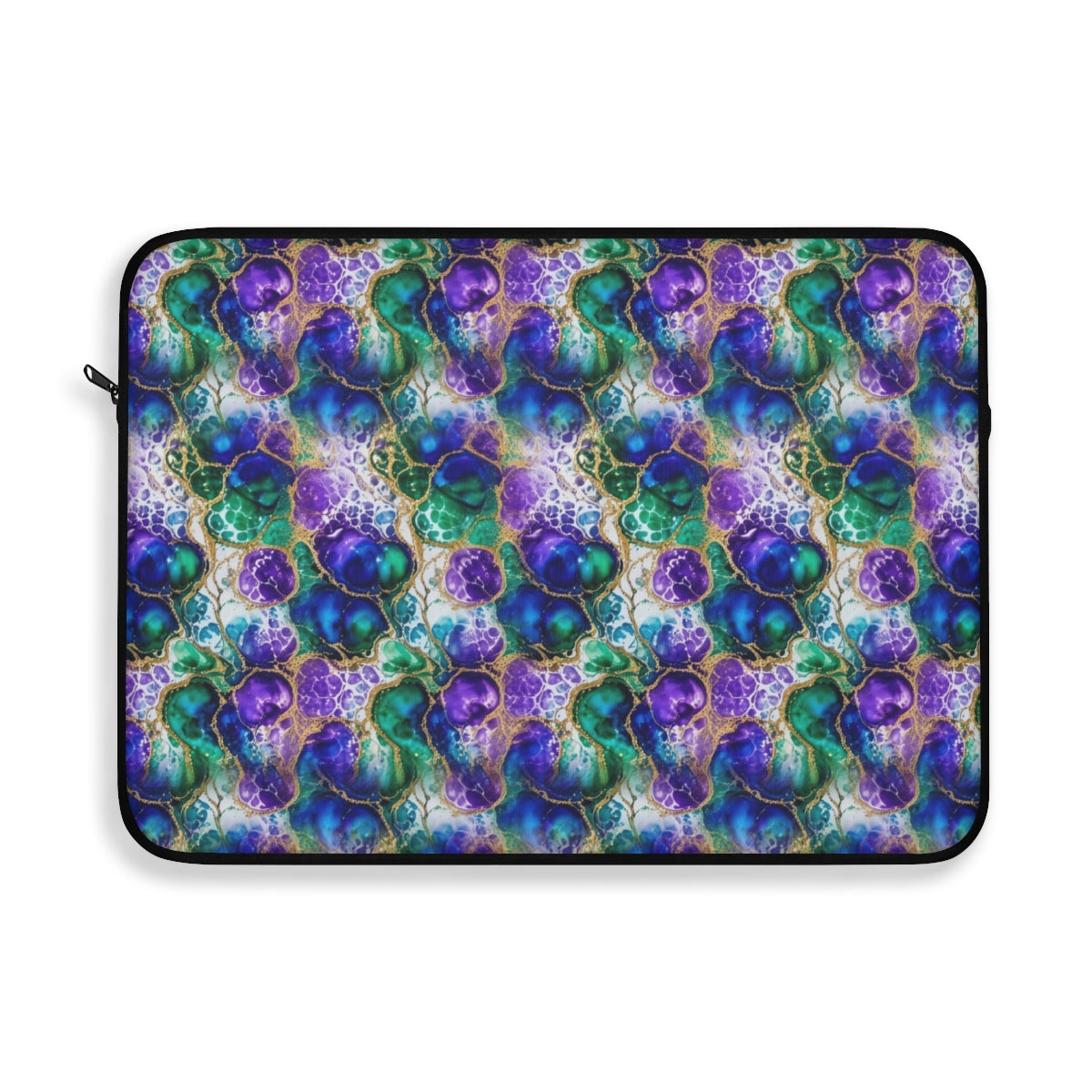 Peacock Acrylic Pour Cells Laptop Sleeve – 15