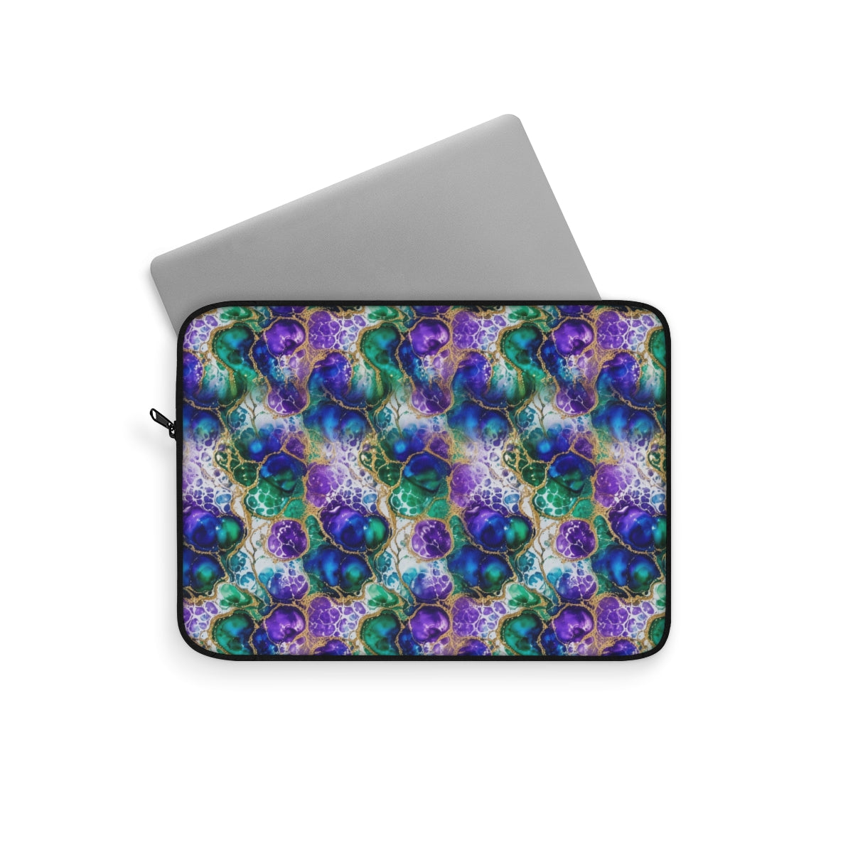 Peacock Acrylic Pour Cells Laptop Sleeve – 12