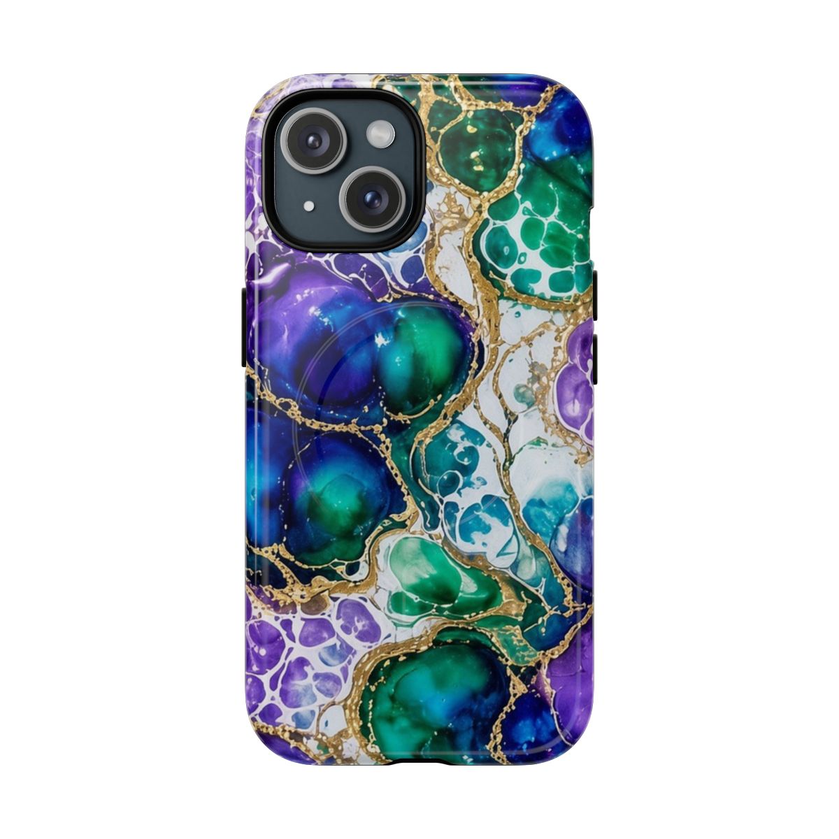 Peacock Acrylic Pour Cells Magnetic Tough iPhone Case – iPhone 15