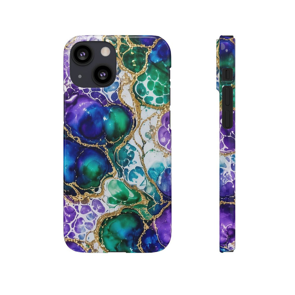 Peacock Acrylic Pour Cells Slim Phone Case – iPhone 13 Mini