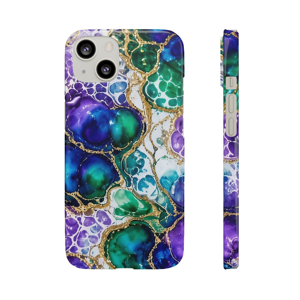 Peacock Acrylic Pour Cells Slim Phone Case – iPhone 13