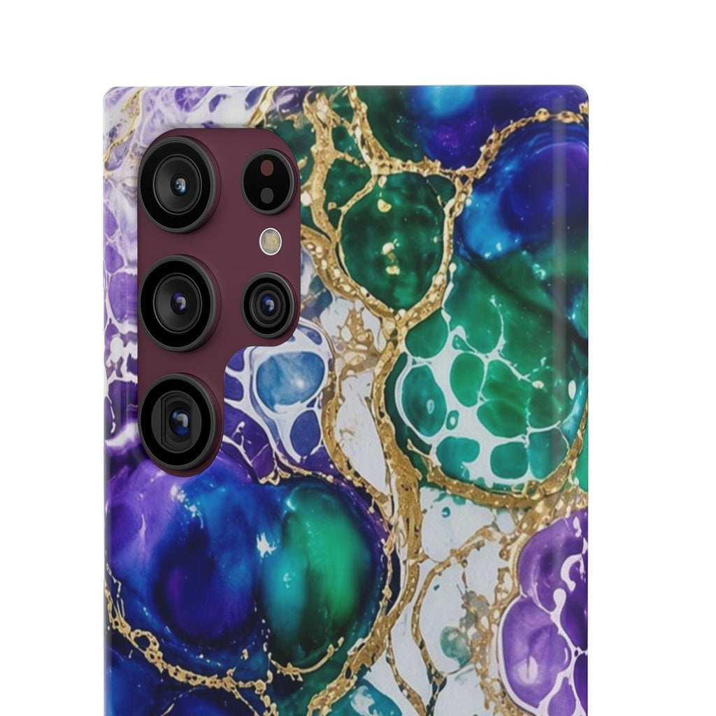 Peacock Acrylic Pour Cells Slim Phone Case – Samsung Galaxy S22 Ultra