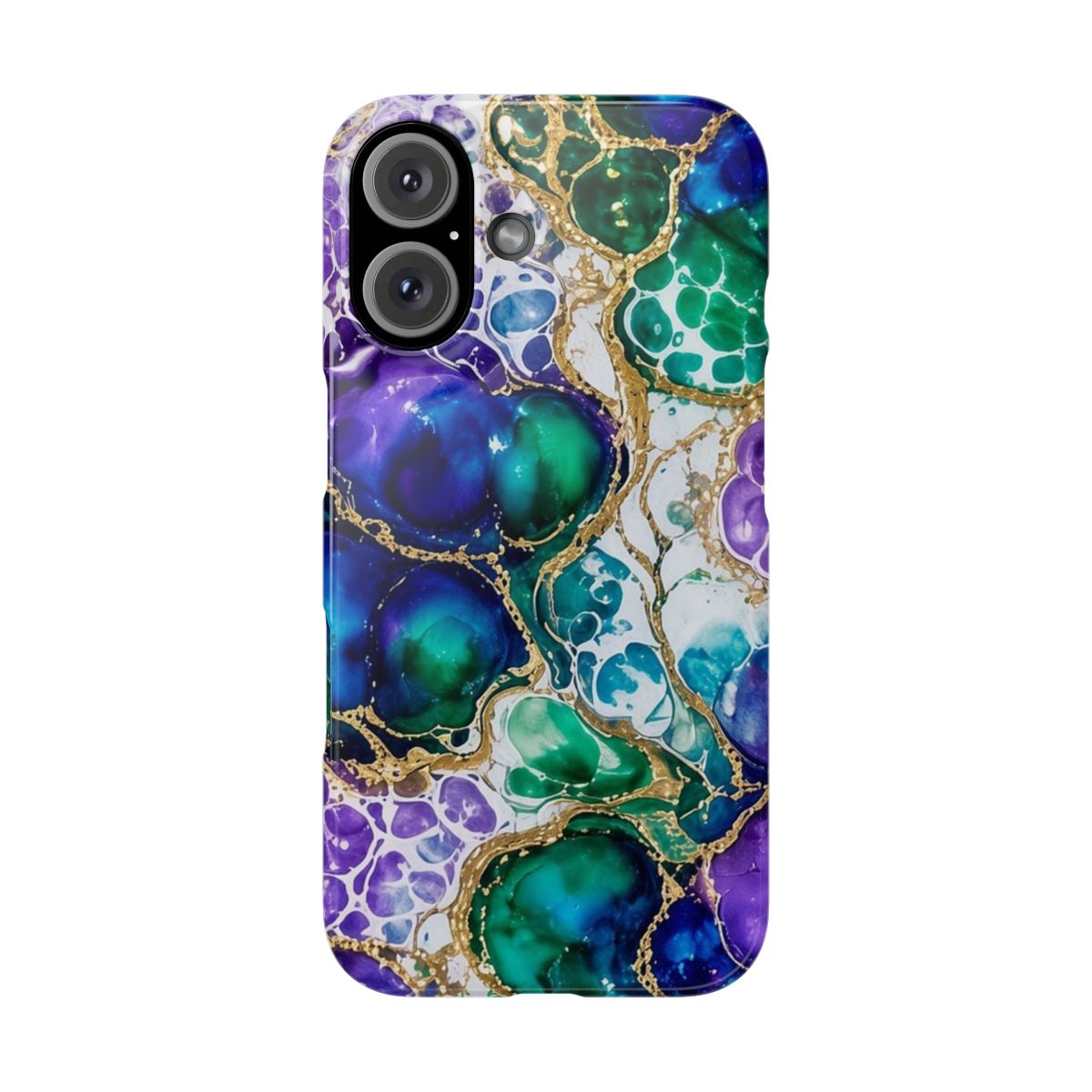 Peacock Acrylic Pour Cells Slim Phone Case – iPhone 16